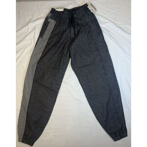 Vintage Gitano Jeanswear Mens Jogger Pants‎ Black Acid Wash Striped Side 90s NWT